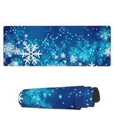 Laptop Mouse Pad Christmas Abstract Winter Snowflakes Desk Mat With Stitched Edges 31.5X 11.8 Inch Non-Slip Large Keyboard Rubber Writing Table Mat For Office Home