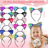 Cat Party Favors Birthday Supplies For Girls Sequin Headband Squishy Toy Keychain Tattoo Sticker Stamper Slap Bracelet Cat Sticker Goodie Bag Stuffer Kids Cat Birthday Party Supplies Decorations