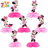 Minnie Birthday Party Supplies, 7Pcs Honeycomb Centerpieces For Mouse Party Decorations, Double Sided Table Decorations Centerpieces Party