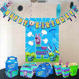 Llama Themed Birthday Banner Backdrop Video Game Party Decorations Battle Party Decor