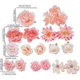 17Pcs Silk Flowers For Crafts,Silk Flowers For Wedding,Fake Flowers Bulk Cake Flowers,Girl Cake Topper For Home Wedding Cake Decorations Baby Shower Home Decoration Diy Crafts (Pink)
