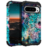 For Google Pixel 9 Pro Xl Case, Shockproof Heavy Duty Protection Hard Plastic+Silicone Rubber Bumper Hybrid Protective Case For Google Pixel 9 Pro Xl 6.8" 2024 Mandala In Galaxy