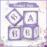 Purple Butterfly Floral Baby Shower Boxes 4 Centerpiece Boxes for Gender Reveal Birthday