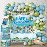 Fishing Birthday Party Decorations, All-In-1 Supplies Pack, Includes 20 Fishing Theme Tableware, Backdrop Tablecloth Balloon Kit For Fish Birthday Party Decorations