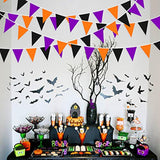 32FT Halloween Pennant Banner Orange Black Purple Fabric Triangle Flag Garland