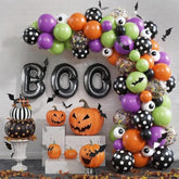 Halloween Balloon Arch Kit – Orange Purple Green Black with Bat & Confetti Balloons