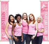 Breast Cancer Awareness Banner Decorations - Pink Ribbon Porch Sign Outdoor Indoor Party Supplies Ornaments