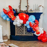 Crawfish Balloon Garland Arch Kit 143Pcs Red Blue White Balloons With Crawfish Lobster Foil Balloons For Crawfish Boil Birthday Seafood Party Mardi Gras Summer Festival Decorations (Red Blue)