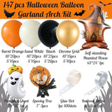 Halloween Balloon Arch Kit: Ghost Foil Decor, Orange Black White