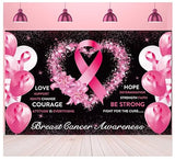 Breast Cancer Awareness Banner Backdrop Decorations Pink Ribbon Shapes Party Banner Breast Cancer Survivor Gifts Hope Faith Strength Courage Hanging Banner Breast Cancer Wall Pennants (style 4)