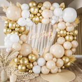 Sand White & Gold Balloon Arch Kit: Boho Wedding, Baby Shower Decor