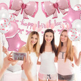 Pink Bow Birthday Decoration Set: Banner, Garland & Balloons