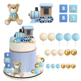 22 Pcs Bear Train Cake Toppers Baby Shower Gender Reveal Bear Theme Party Decor