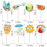 40Pcs Summer Beach Cupcake Toppers Pool Party Hawaiian Theme Cake Picks With Beach Ball Sun Umbrella Coconut Watermelon Water Gun Cake Decorations For Summer Birthday Tropical Luau Party Supplies