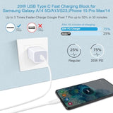 Samsung Fast Charger Block Usb C Box For Galaxy A16 A15 5G/A14/A54/S24/S21Fe/A13/A53/A03S/A23/A24/Z Fold6/S23/S22,Iphone 16/15 Pro Max/14/13/X,Pixel 9Pro/8A/7,20W Wall Charger Plug Usb C Charger Brick