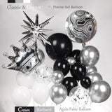 Black And White Silver Balloon Garland Arch Kit 145Pcs With Chrome Sil