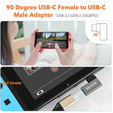 [4 Pack 90 Degree Right Angled Usb-C Male To Usb-C Female Adapter (Type-C 3.2