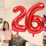 40-Inch Red Number Balloons 0–9 Foil Helium Birthday Party Decorations