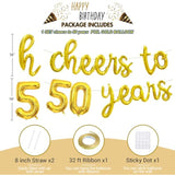 Cheers To 50 Years Banner 16 Inch Gold Foil 50Th Birthday Balloon Decorations For Him/Her 50Th Birthday Party 50 Years Anniversary Decorations 50Th Wedding Party Supplies For Men/Women