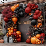 Halloween Balloon Arch Kit Black Orange Red Burgundy Brown Garland for Spooky Party Decor