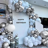 Metallic Silver Balloon Arch Kit: Chrome Party Decor, 110pcs