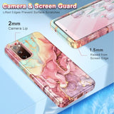 For Galaxy S20 Fe 5G Case, Marble Pattern 3 In 1 Heavy Duty Shockproof Full Body Rugged Hard Pc+Soft Silicone Drop Protective Women Girl Covers For Samsung Galaxy S20 Fe, Rose Gold