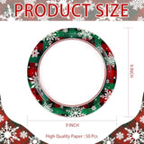 50 Pcs Christmas Buffalo Plaid Paper Plates 9-Inch Red & Green Snowflake Decor