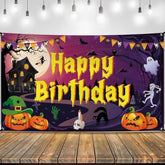XL 72x44in Purple Halloween Birthday Banner Backdrop Party Decoration Supplies