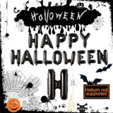 14Pc Black Happy Halloween Foil Balloon Banner – Party Decoration Set