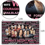 Women’s History Month Photo Booth Backdrop Pink National March Women's Day Decoration School Classroom Bulletin Board Decor (5.9×3.6ft)