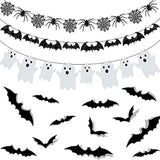 Glitter Halloween Banner Set: Bats, Spiders, Ghosts & 3D Bat Stickers