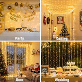 300 Led Remote Control Christmas Curtain Lights, Plug In Fairy Curtain Lights Outdoor, Window Wall Hanging String Lights For Bedroom Backdrop Wedding Party Indoor Patio Xmas Decor, Warm White