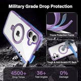Clear Purple Magnetic Case for iPhone 6.1" - Built-in Invisible Stand Compatible with MagSafe Military Grade Drop Protection Anti-Yellowing Hard Back Silicone Edge Cover