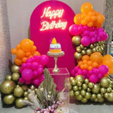 152Pcs Hot Pink And Orange Balloon Garland Arch Kit With Boho Nude Met