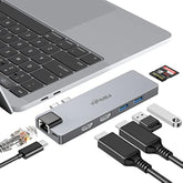 Usb C Hub Multiport Adapter For Macbook Pro 2019/2018/2017, 8 In 1 Usb C To Du