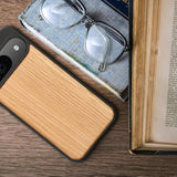 Real Wood Case for Pixel 9/9 Pro - Hard Cover with TPU Bumper, Light Brown
