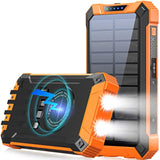 Power Bank Wireless Charger 36000Mah Built In 4 Cables Six Outputs 15W Fast Charging Power Bank For All Mobile Devices Three Inputs Solar Portable Charger With Dual Flashlights, Carabiner