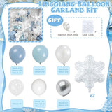 120PCS Winter Wonderland Balloon Arch Garland Kit, Dusty Baby Blue Slate Blue Silver White Snowflake Foil Balloons for Winter onederland Christmas Baby Shower Snow Princess Birthday Party Decorations