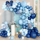 130pcs Navy & Light Blue Balloon Arch Kit for Baby Shower, Birthday, Wedding and Graduation