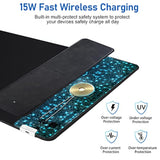 Mouse Pad With Wireless Charging, Gaming Mousepad, 31.5"X15.7" Extra Large Desk Mat Xxl, Non-Slip Rubber Base, Waterproof Computer Keyboard Pad For Gaming, Home, Office, Black Desk Pad