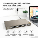 Teg1050F, 48 Port Gigabit Switch, Unmanaged Ethernet Switch With 48 Gigabit Ports & 2 Sfp Slots, Plug & Play, Desktop/ Rack-Mount, Fanless & Metal Design, Limited Protection