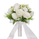 Wedding Bouquets For Bride Bridesmaid Bouquet Champagne White Artificial Roses Flowers For Wedding Valentine'S Day Church Home Decoration (White)…
