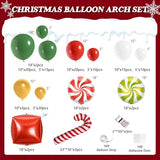 Christmas Balloon Garland Arch Kit, 127Pcs Red Green Gold Balloons with Candy Cane Gift Box Foil Balloons for Friendsmas Christmas Party Decorations