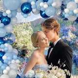 60pcs Blue & White Metallic Chrome Balloons β 12" Pearl Party Balloons for Weddings and Showers