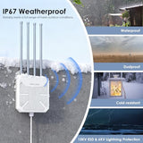 2026 Ax1800 Outdoor Wifi 6 Extender, Outdoor Wifi Extender Signal Booster With Poe, Long Range Outdoor Wifi Access Point, Ip67 Weatherproof, 4X8Dbi Antennas, For Farm, Cameras, Patio, Starlink