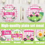 Lets Par-Tee Golf Disposable Paper Plates 48Pcs Pink Golf Birthday Party Supplies Golf Ball Dessert Plates Sport Party Tableware Decor For Girls Golf Theme Baby Shower Decorations