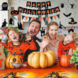 Halloween Party Decorations Set Banner Triangle Flag Ghost Pumpkin Witch Swirls