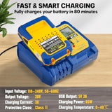 Mellif Charger Kit With M20 Battery, Compatible With Dewalt & Mellif 20V Tools, 20V 4.0Ah Lithium-Ion Battery & Compact Fast-Charging Charger (110~240V Input) | 5V 2A Usb Charger