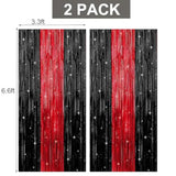 Red And Black Party Decorations With Happy Birthday Balloon Banner, Fringe Curtains, Star Foil Balloons Décor Supplies For Boys Girls 21St 25Th 30Th 35Th 40Th 50Th 60Th 70Th Birthday