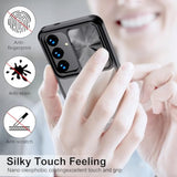 Designed For Samsung Galaxy S25 Ultra Case With Slide Camera Cover, Clear Slim Fit Shockproof Protective Camera Cover Protection Phone Case For S25 Ultra 5G 6.8 Inch 2025(Clear Black)